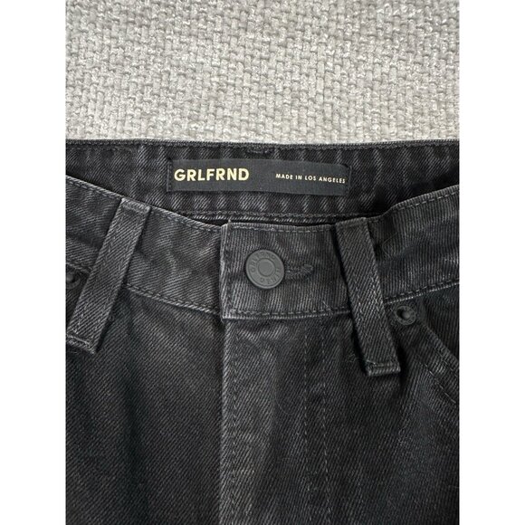 Grlfrnd Jeans Womens 24 28x31 Black Hailey Coated Low Rise Slim Boot Slit - Picture 8 of 13